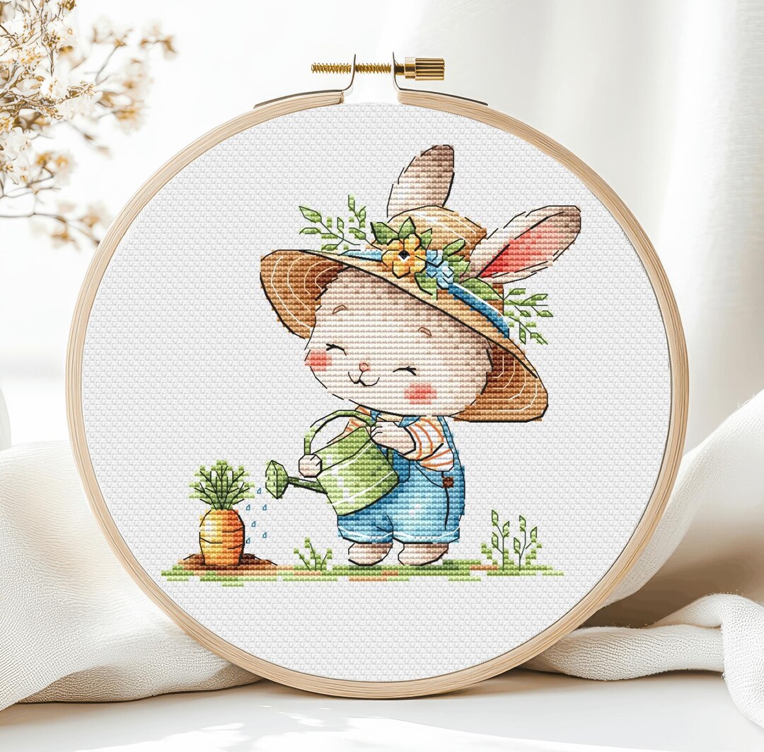 Bunny Cross Stitch Pattern Rabbit Childrens Girl Kids Gardener Animal ...