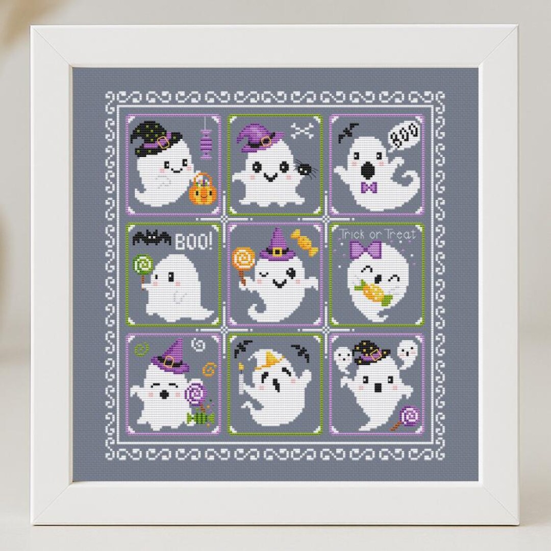 Halloween Ghost Cross Stitch Pattern PDF Sampler Ghosts Small Set Cute ...