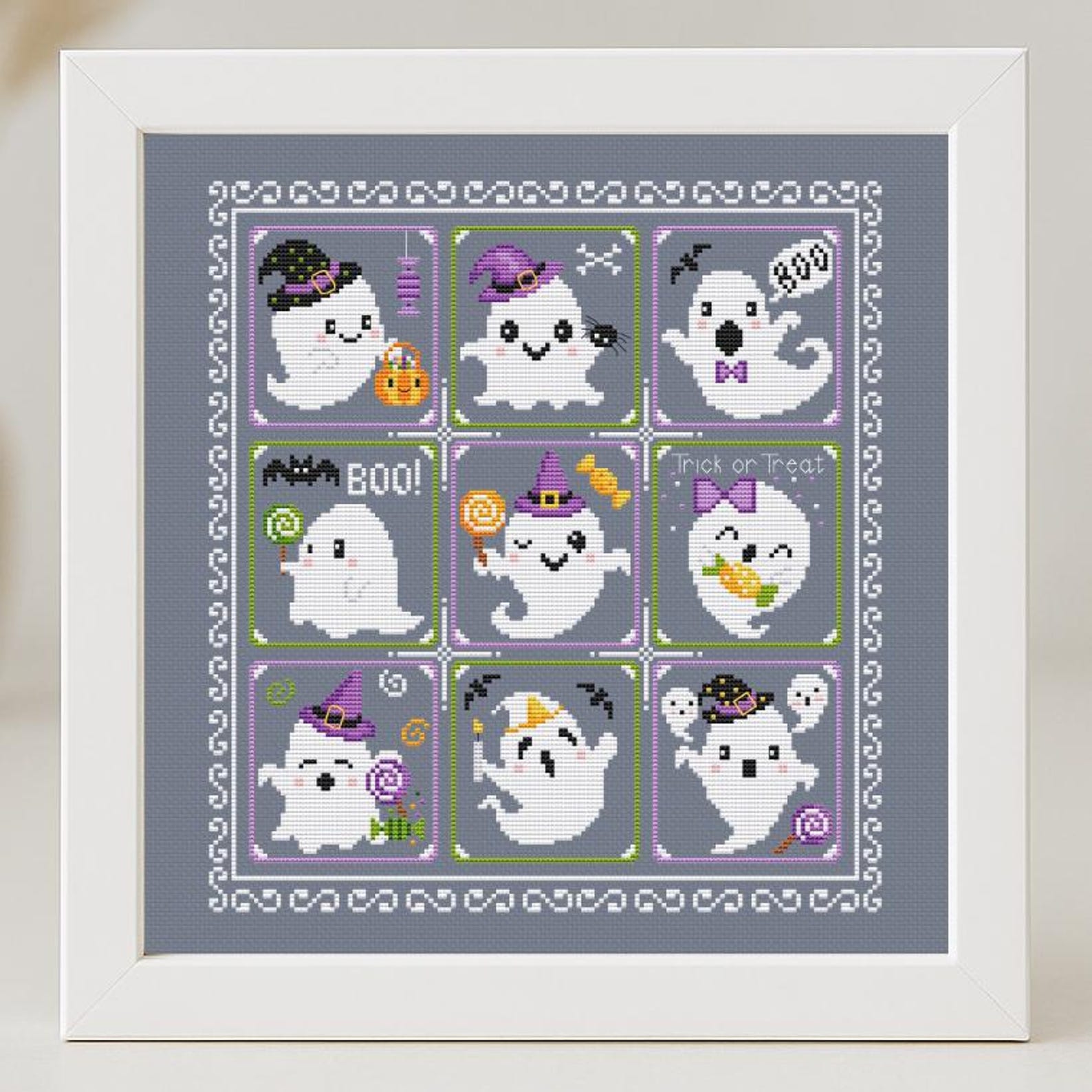 Halloween Ghost Cross Stitch Pattern PDF Sampler Ghosts Small Set Cute ...
