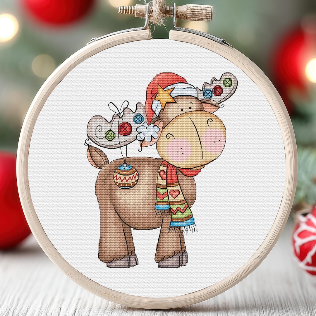 Christmas Deer Cross Stitch Pattern Reindeer Christmas Animals Winter ...