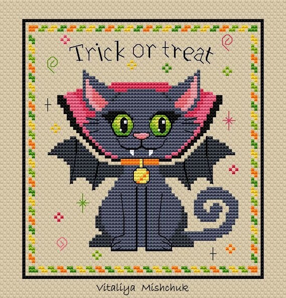 Halloween_ Black Cat_Cross Stitch Pattern_ Halloween_ Black Cat_Cross Stitch Pattern_