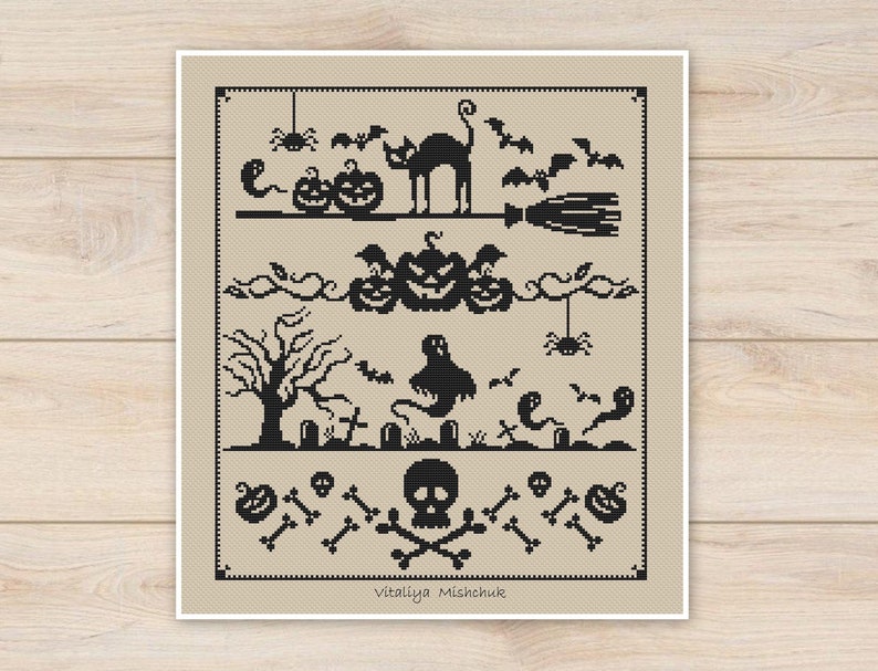 Halloween Spooky Cross Stitch Pattern Nightmare Haunting Night - Etsy