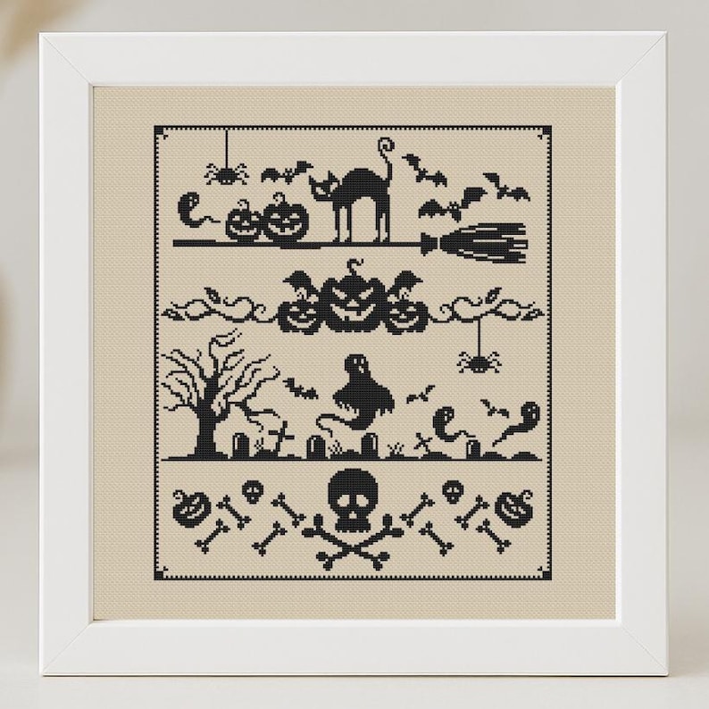Halloween Spooky Cross Stitch Pattern Nightmare Haunting Night Scary ...