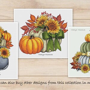 Autumn Harvest Cross Stitch Pattern Pumpkin Fall PDF Sunflowers Leaf ...