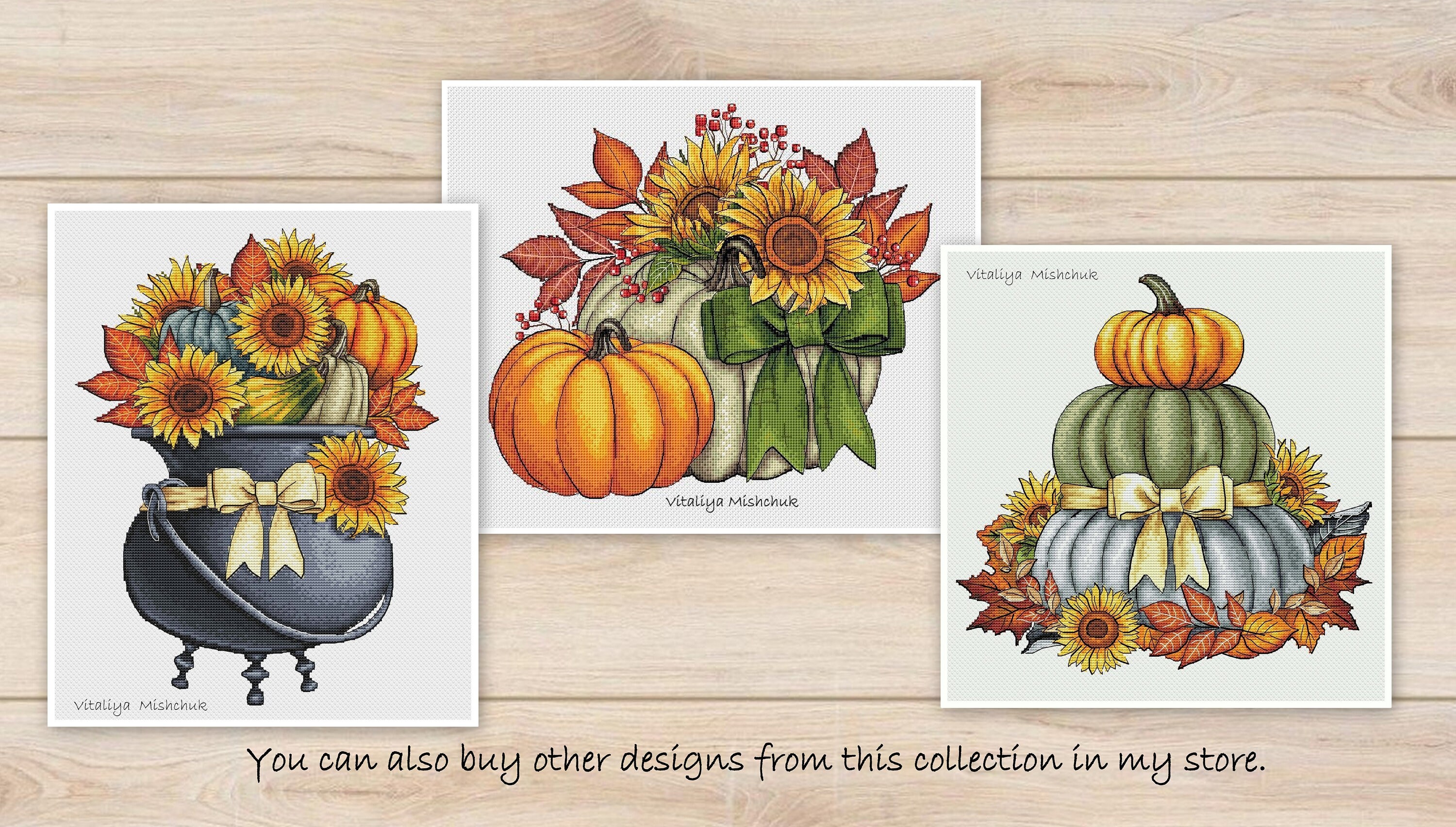 Autumn Harvest Cross Stitch Pattern Pumpkin Fall PDF Sunflowers Leaf ...