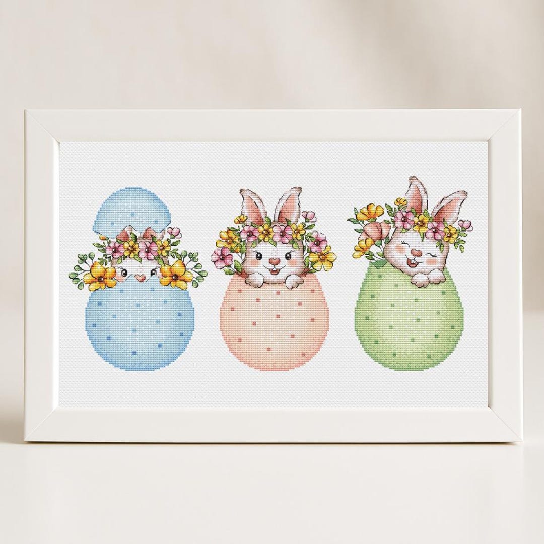 Easter Bunny Cross Stitch Patterns Egg Rabbit Bunnies Set 3 for Kids ...