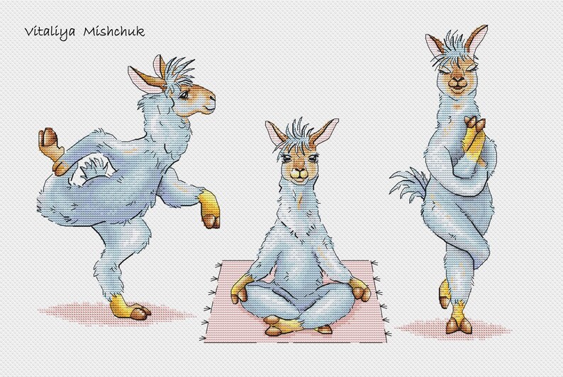 Llama Cross Stitch Pattern Alpaca Cross Stitch Yoga Counted - Etsy