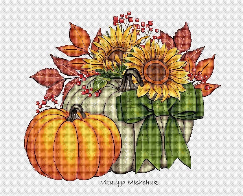 Autumn Harvest Cross Stitch Pattern Pumpkin Fall Set PDF Sunflowers ...