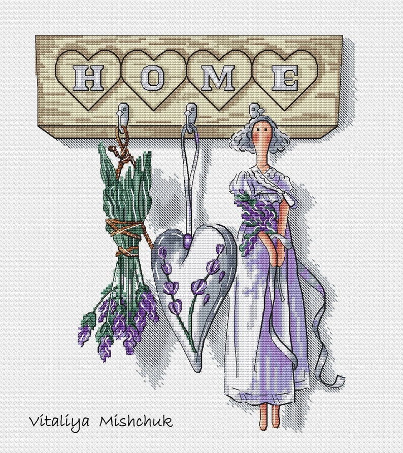 Lavender Cross Stitch Pattern Home Decor Instant Download PDF - Etsy