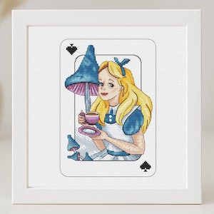 Alice In Wonderland Cross Stitch Patterns Girl Room DIY X-stitch Chart Needlepoint  Embroidery PDF Instant Download Wall Decor