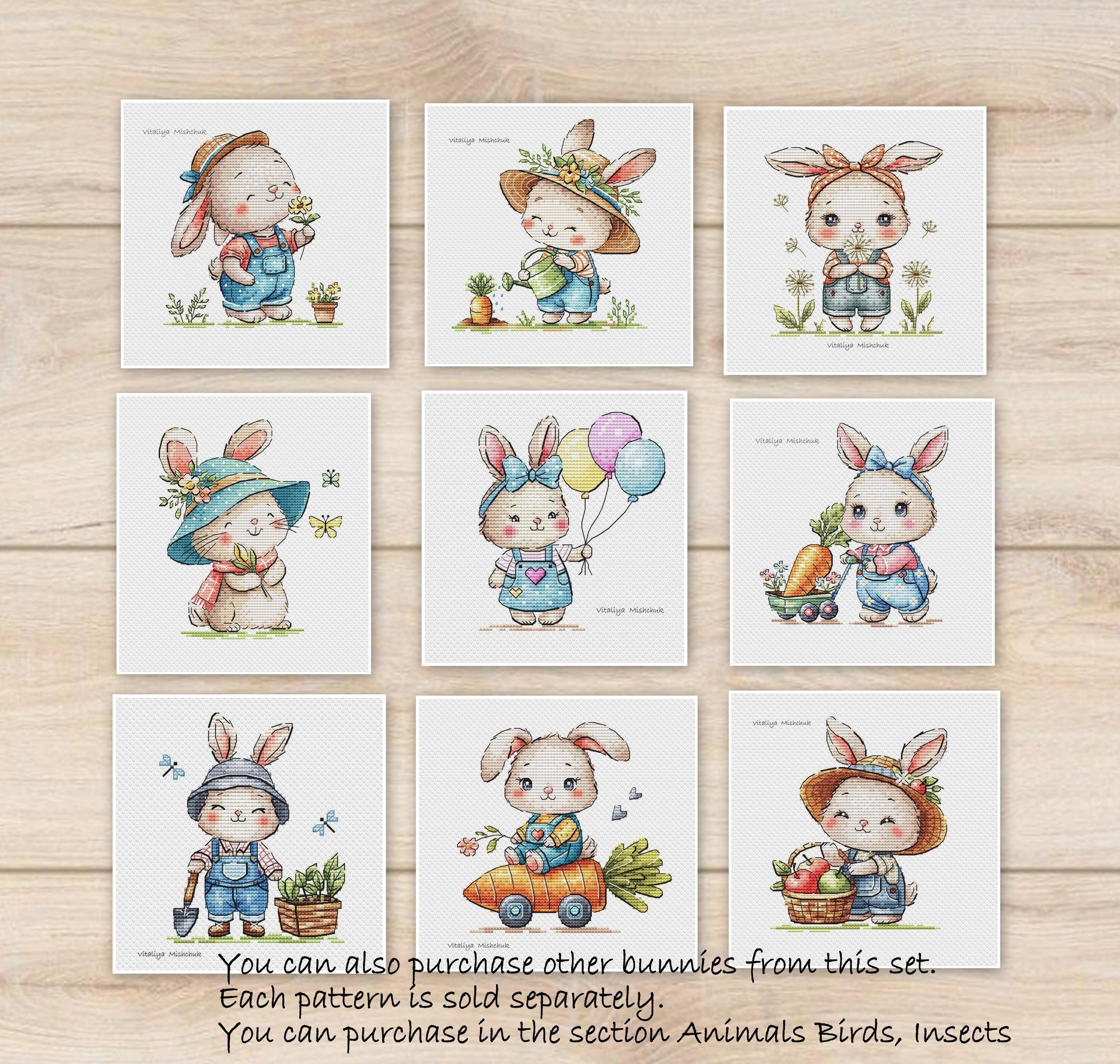 Bunny Cross Stitch Pattern Rabbit Butterfly Flower Summer Baby Animal Child  Nursery Kids Room Girl Counted Cute Hare Instant Download PDF - Etsy Israel, image size:3000x2850