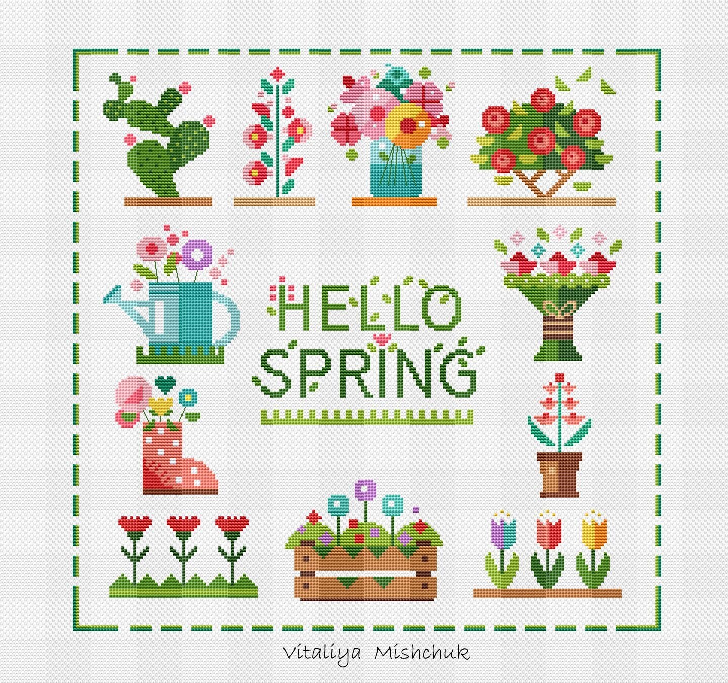 Spring Sampler Cross Stitch Pattern PDF Spring Time Spring Etsy