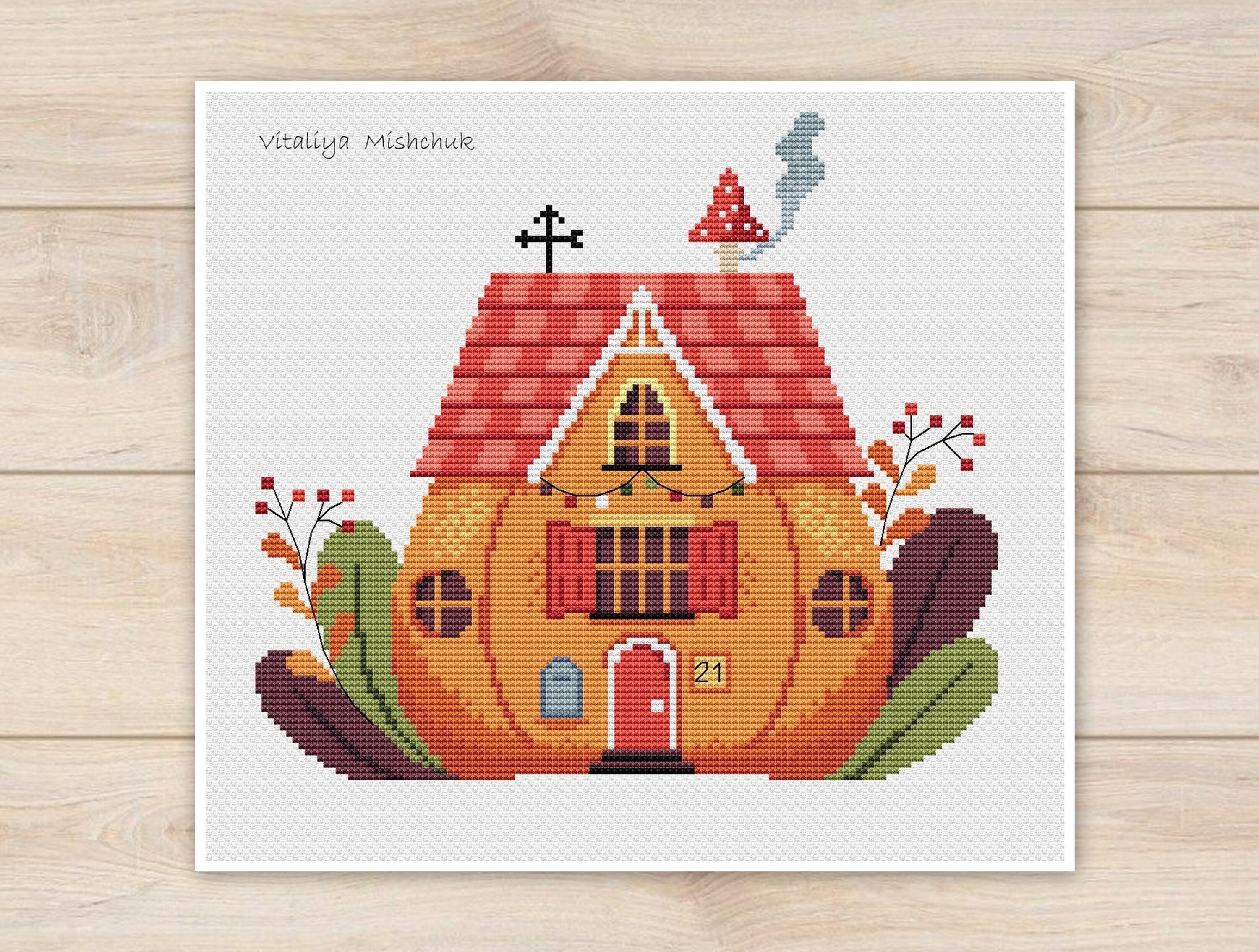 Pumpkin House Cross Stitch Pattern PDF Autumn Fairytale Forest - Etsy