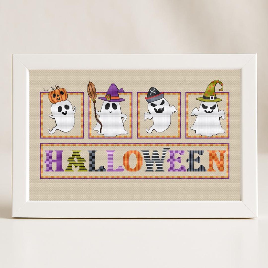 Halloween Cross Stitch Pattern PDF Ghost Spooky Happy Halloween ...