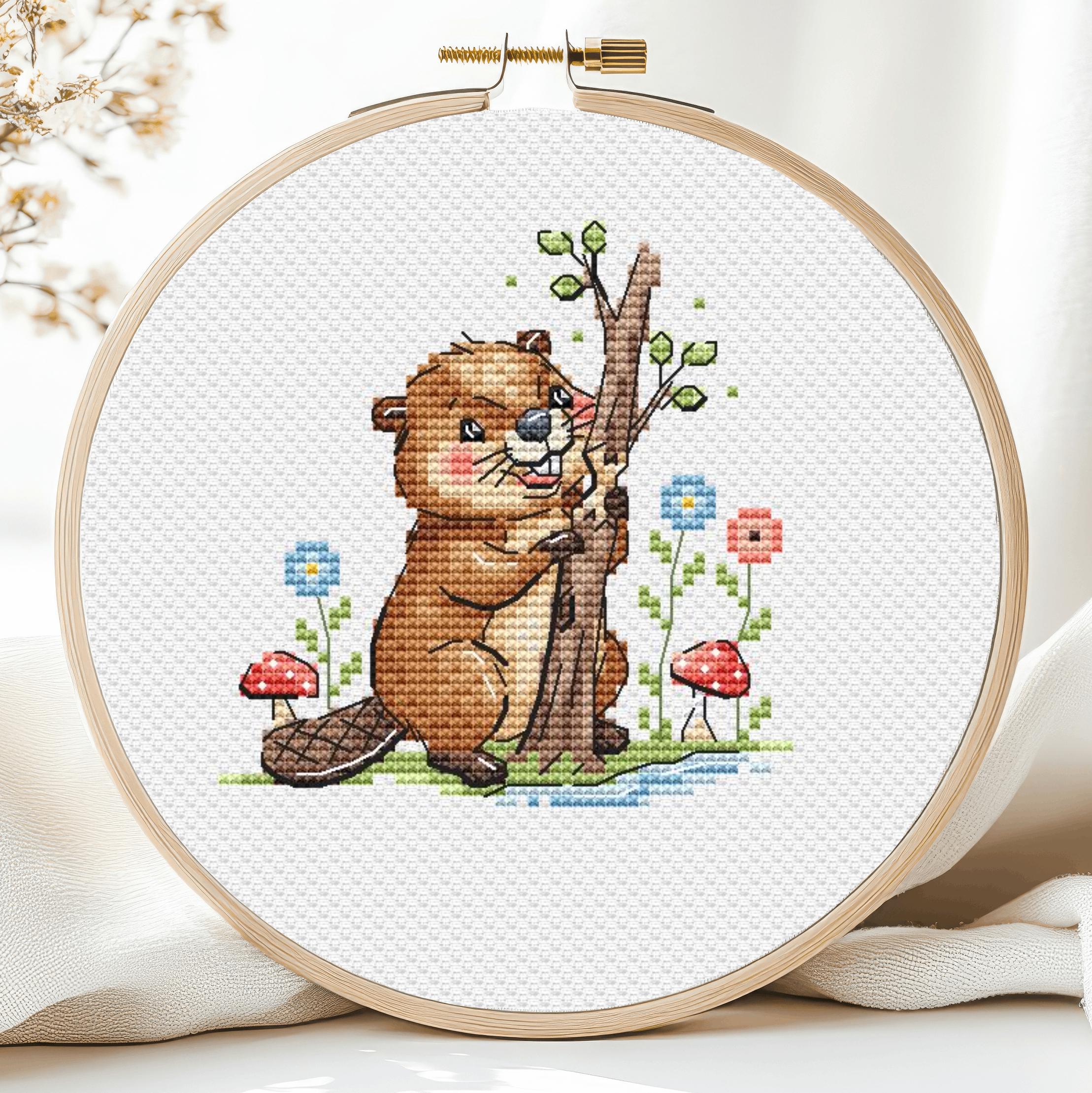 Beaver Cross Stitch Pattern Forest Animal Wild Small Mini Tiny Baby ...
