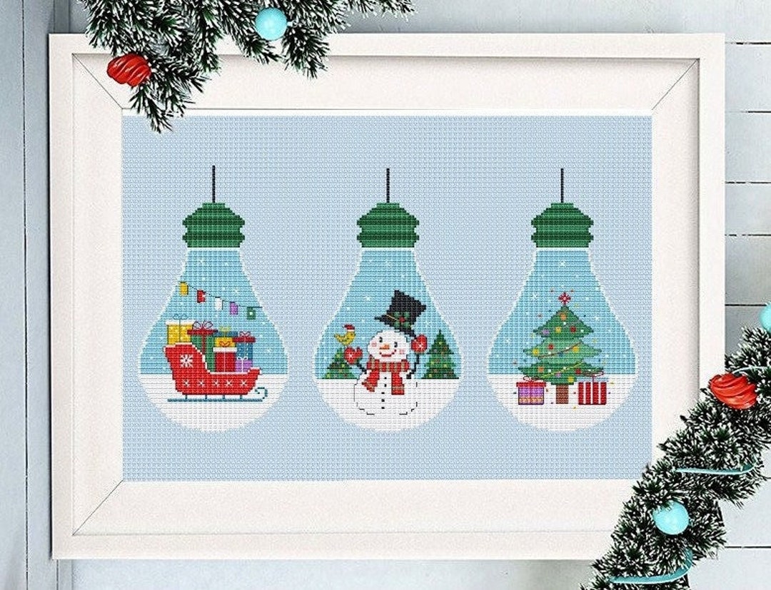 Christmas Ornament Cross Stitch Pattern, Snowman Cross Stitch Pattern ...