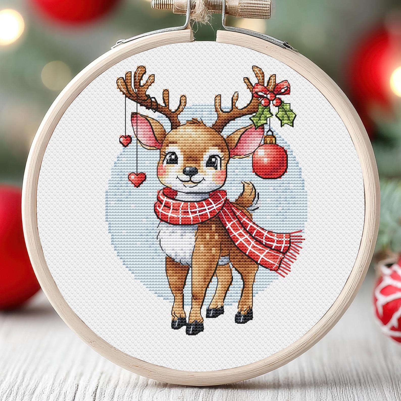 Christmas Deer Cross Stitch Pattern Santa's Reindeer Animal Ornaments ...