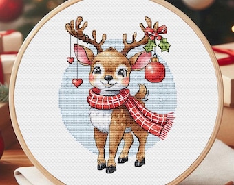 Kit De Point De Croix 'Renard De Noël' (Christmas Reindeer) - Toile 14ct - Neuf