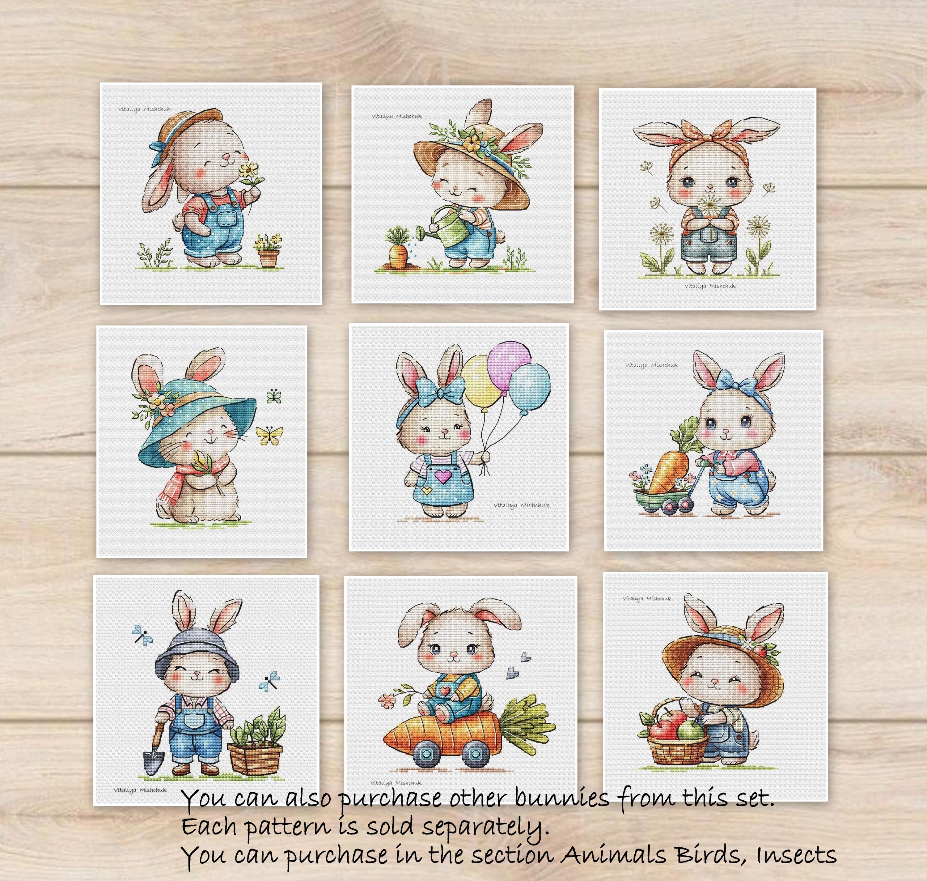 Bunny Cross Stitch Pattern Rabbit Dandelion Summer Baby Animal Nursery ...
