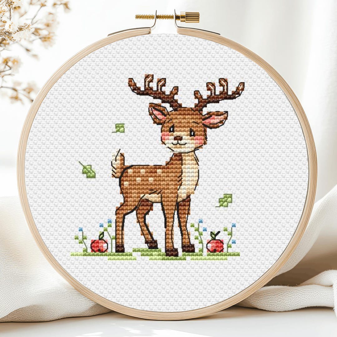 Deer Cross Stitch Pattern Small Forest Animal Wild Mini Baby Nursery ...
