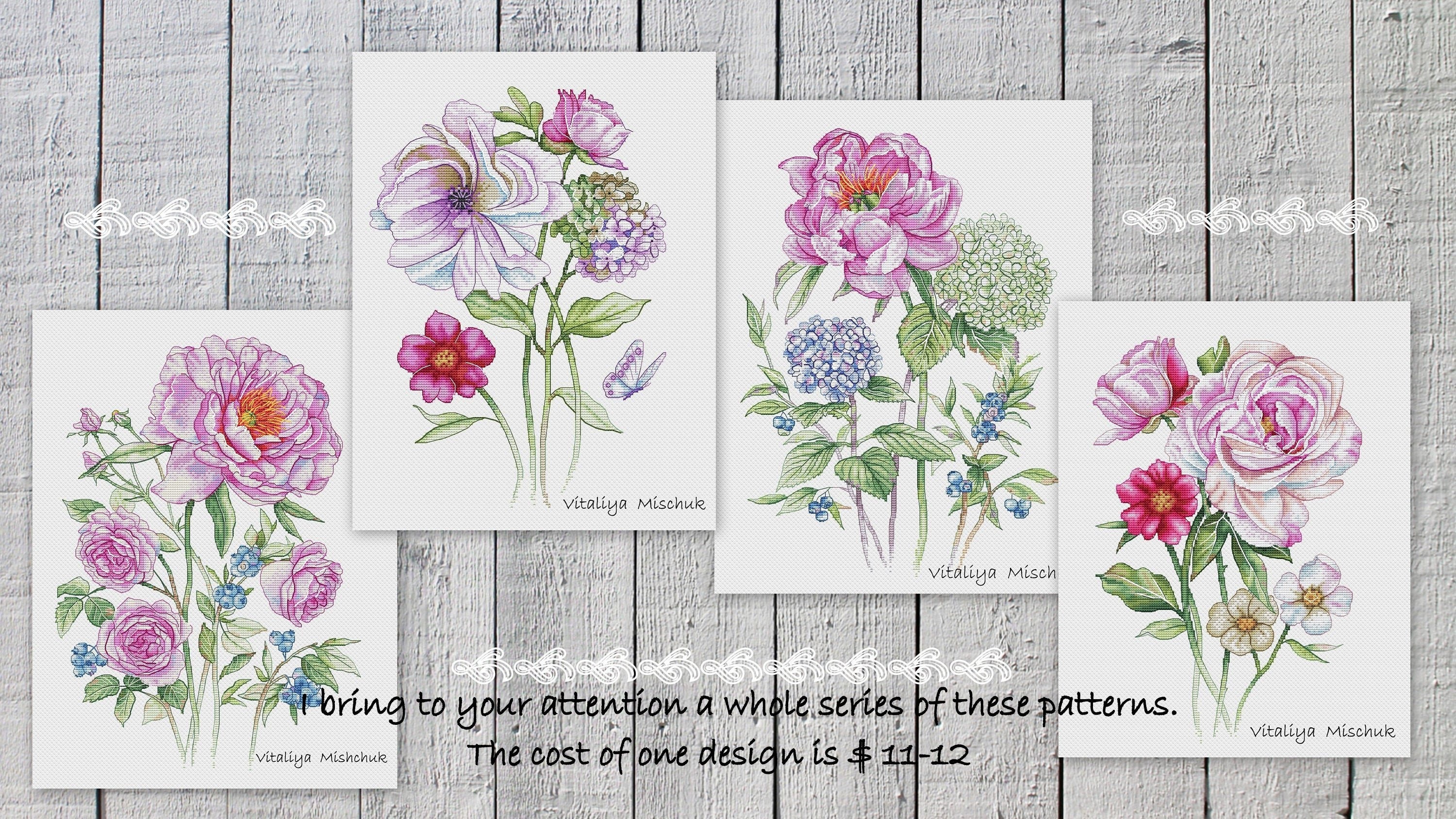 Garden Flowers Cross Stitch Pattern Flower Bouquet Cross Stitch X ...