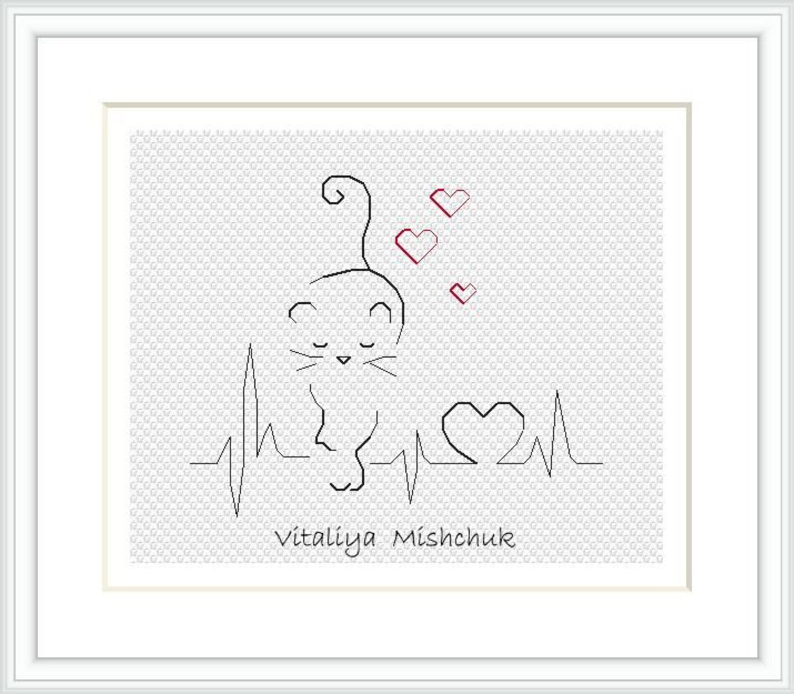 Cat Cross Stitch Pattern PDF Small Cat Cross Stitch Cat Etsy Canada