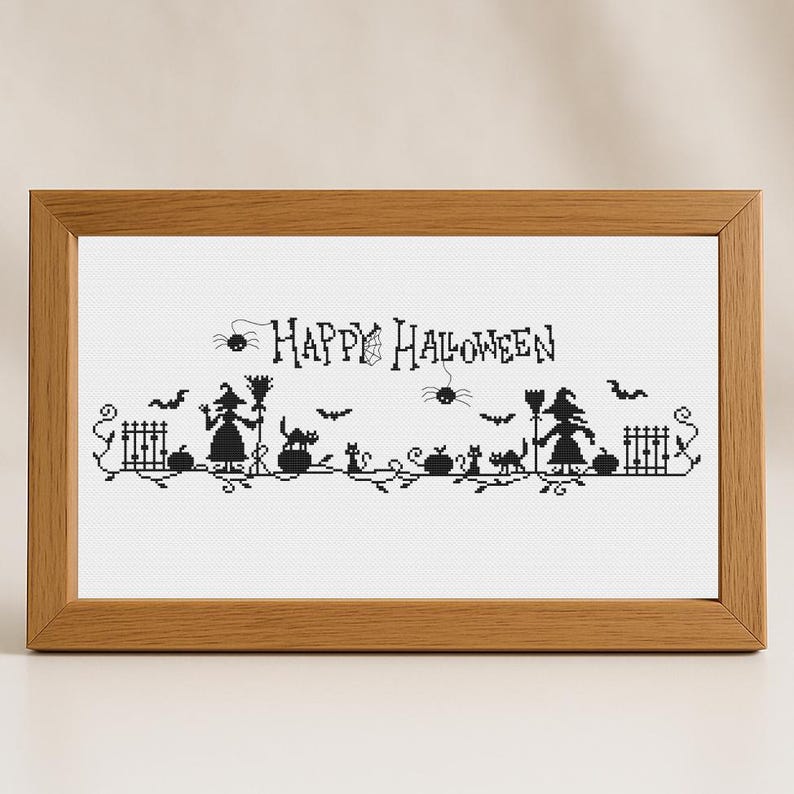 Happy Halloween Cross Stitch Pattern PDF Witch Black Dark Easy ...