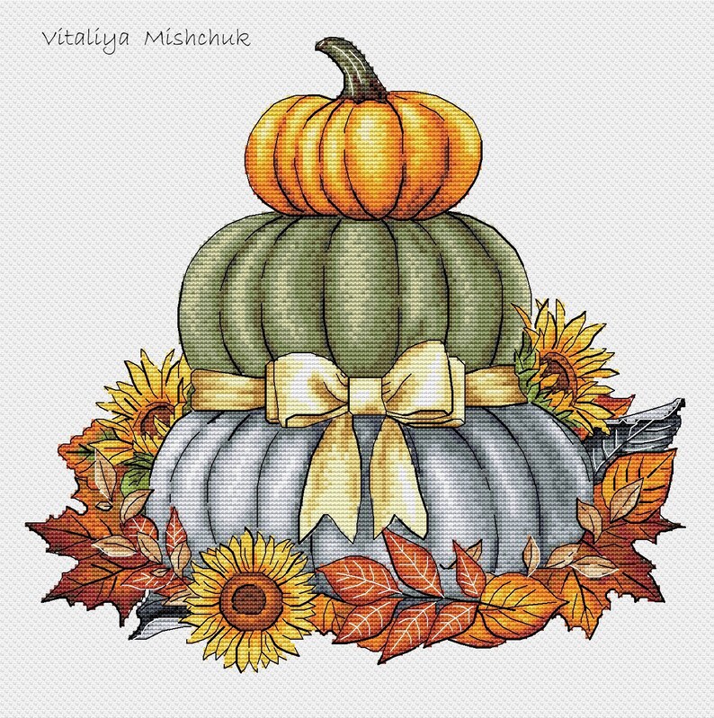Autumn Harvest Cross Stitch Pattern Pumpkin Fall Set PDF Sunflowers ...
