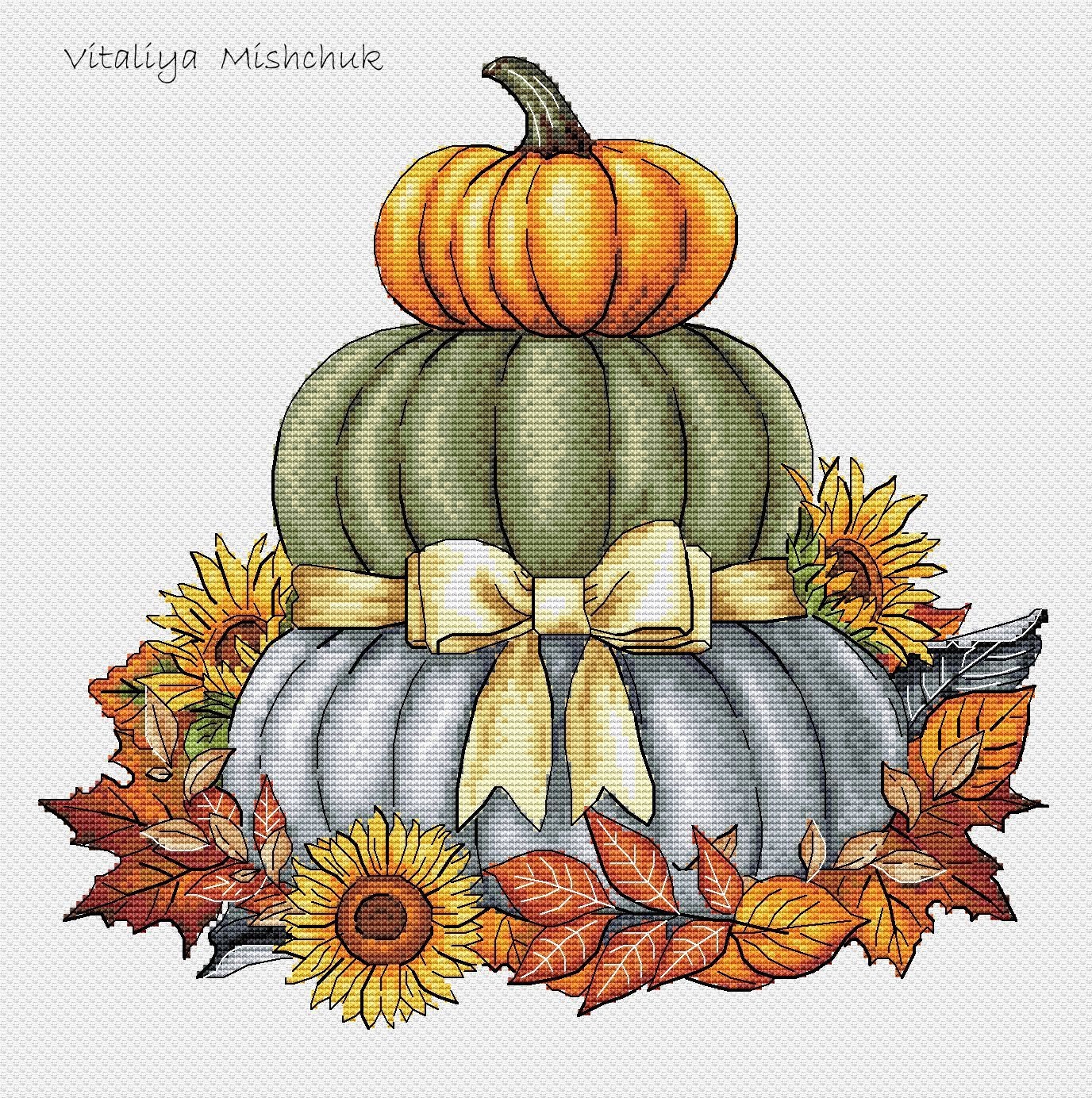 Autumn Harvest Cross Stitch Pattern Pumpkin Fall Set PDF Sunflowers ...