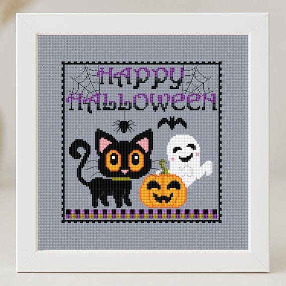 Awesocrafts Kit De Broderie Au Point De Croix Pour Halloween, Motifs De Chouettes Mignonnes Pour Halloween, Motifs Faciles à Broder, Fournitures De Noël, Estampillé Ou Compté (hiboux, Estampé