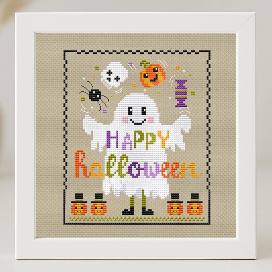 Halloween Ghost Cross Stitch Pattern PDF Trick or Treat Easy Beginner ...