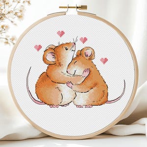 Mouse Cross Stitch Pattern, Love Cross Stitch Pattern, Animals  Cross Stitch Pattern, Mice  Cross Stitch Pattern