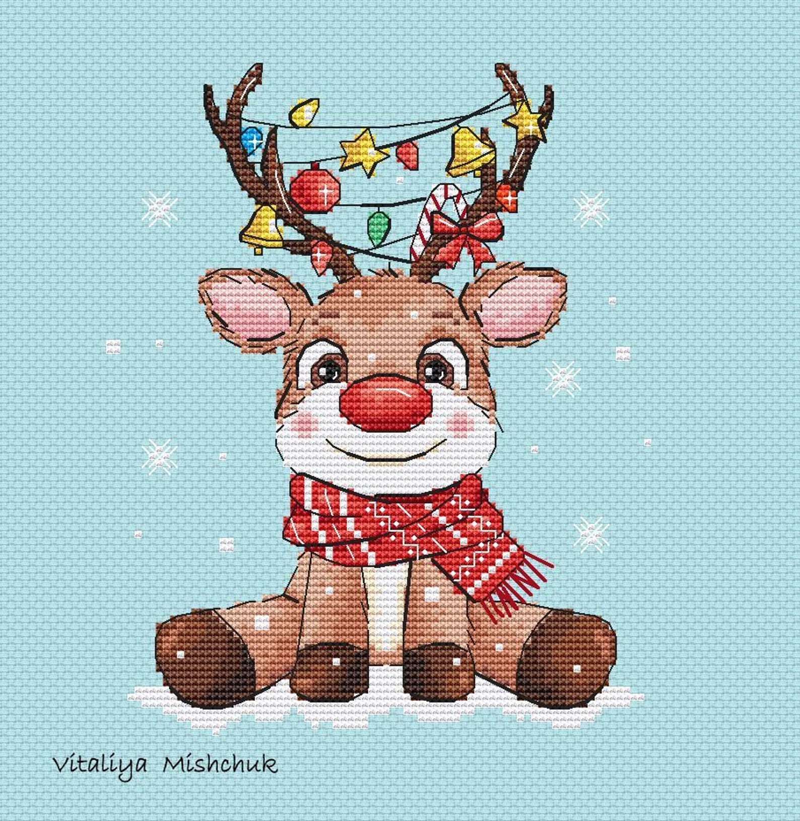 Christmas Deer Cross Stitch Pattern Reindeer Animal Little Winter X-mas ...
