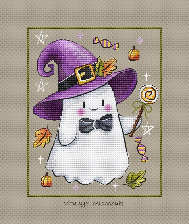 Halloween Ghost Cross Stitch Pattern Pumpkins Fall First Halloween ...