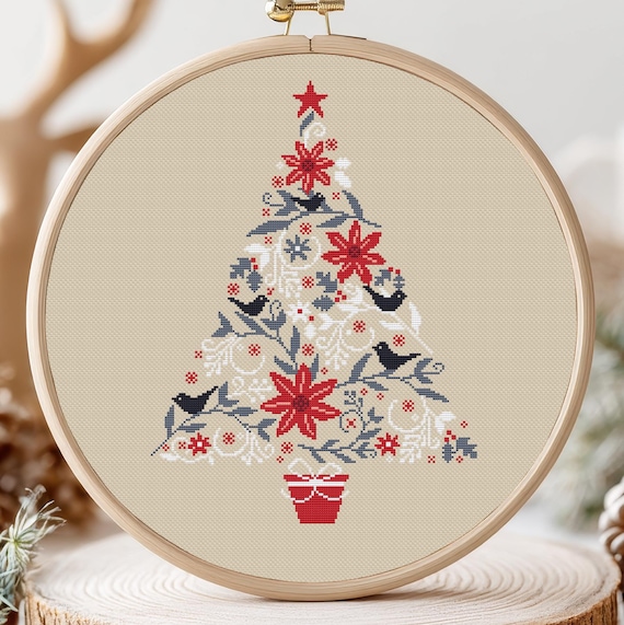 クリスマスツリーのクロスステッチパターン クリスマスオーナメント