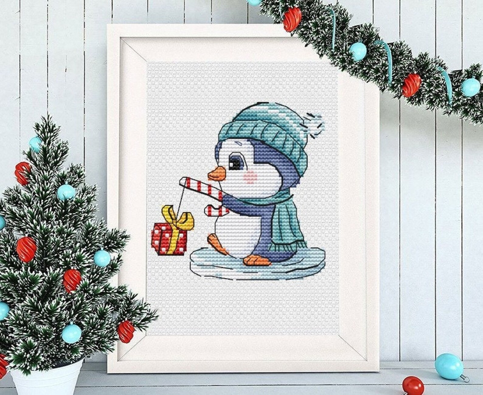Christmas Set Penguin Cross Stitch Pattern Animals Pdf Kids - Etsy