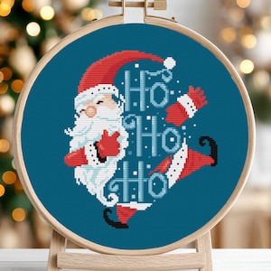 Christmas Santa Cross Stitch Pattern PDF Easy Simple Scene Funny For Beginner Santa Claus X-mas Modern Chart Printable Instant Download PDF