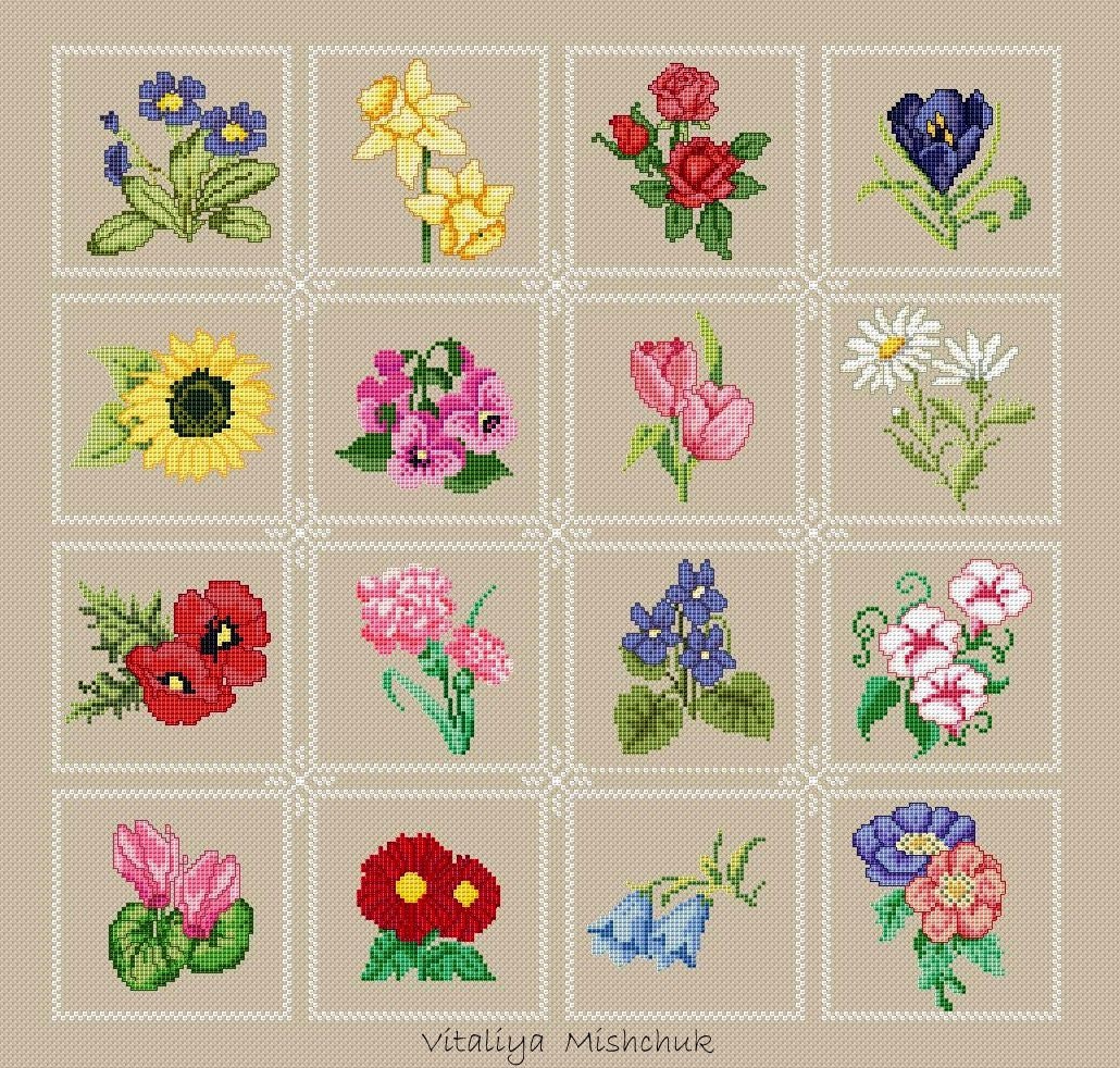 Flower Sampler Cross Stitch Pattern Flower Mini Small Floral | Etsy