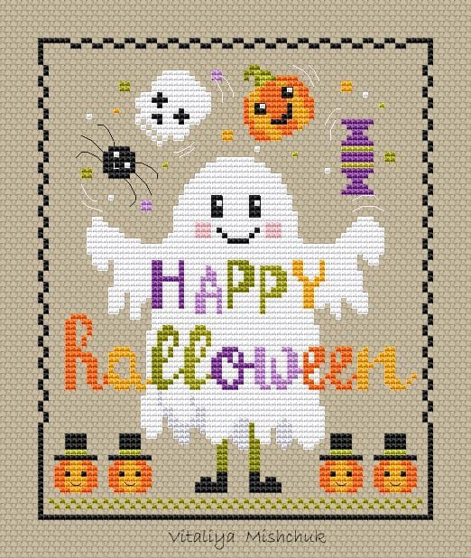 Halloween Ghost Cross Stitch Pattern PDF Trick or Treat Easy Beginner ...