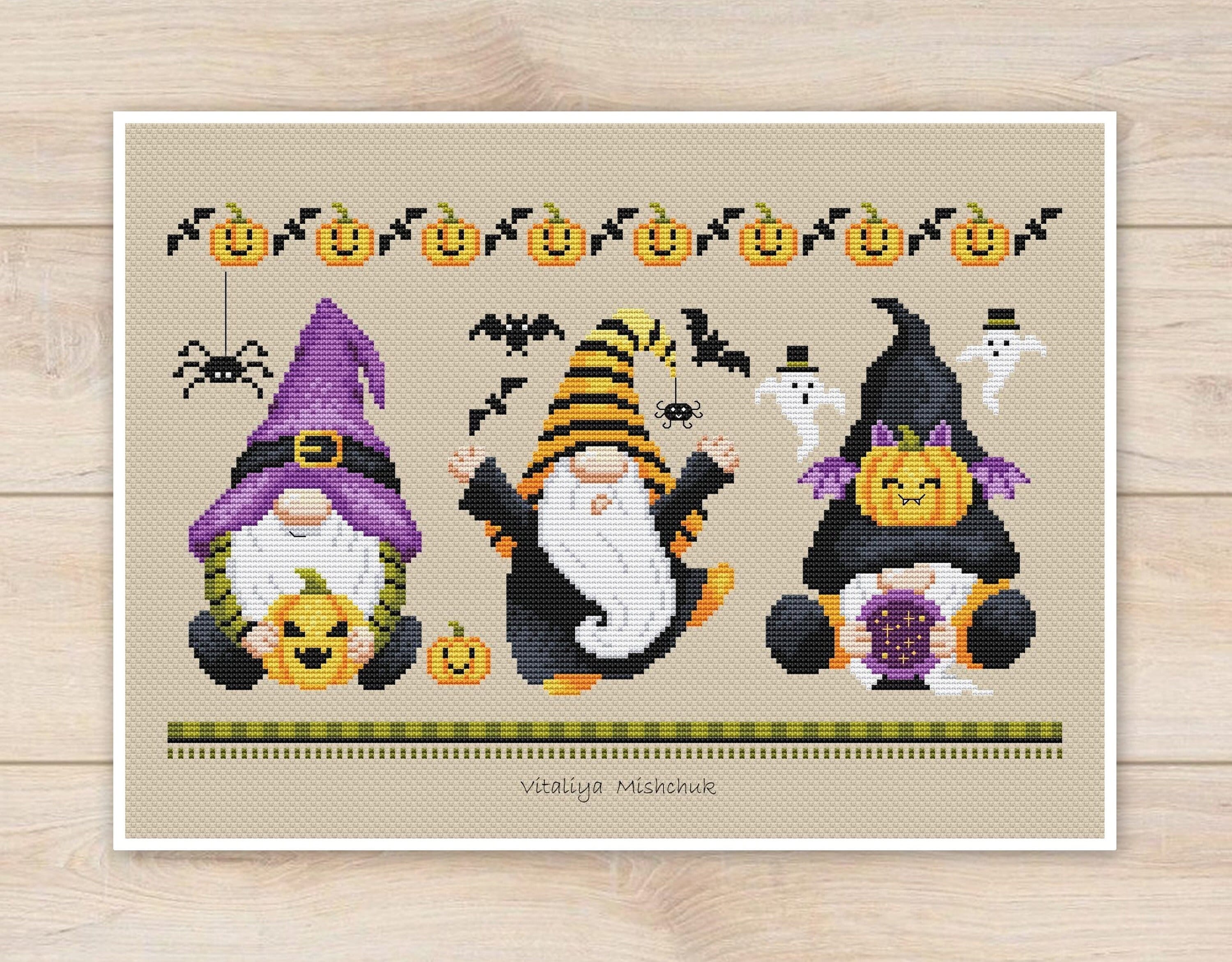 Halloween Gnome Cross Stitch Pattern PDF Beginner Autumn Gnomes Ghost ...