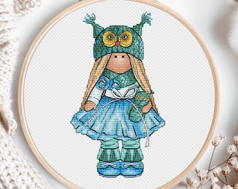Baby Girl Cross Stitch Pattern Tilda Doll DIY X-Stitch  NeedlepointEmbroidery Chart Printable PDF Instant Download Kids Room