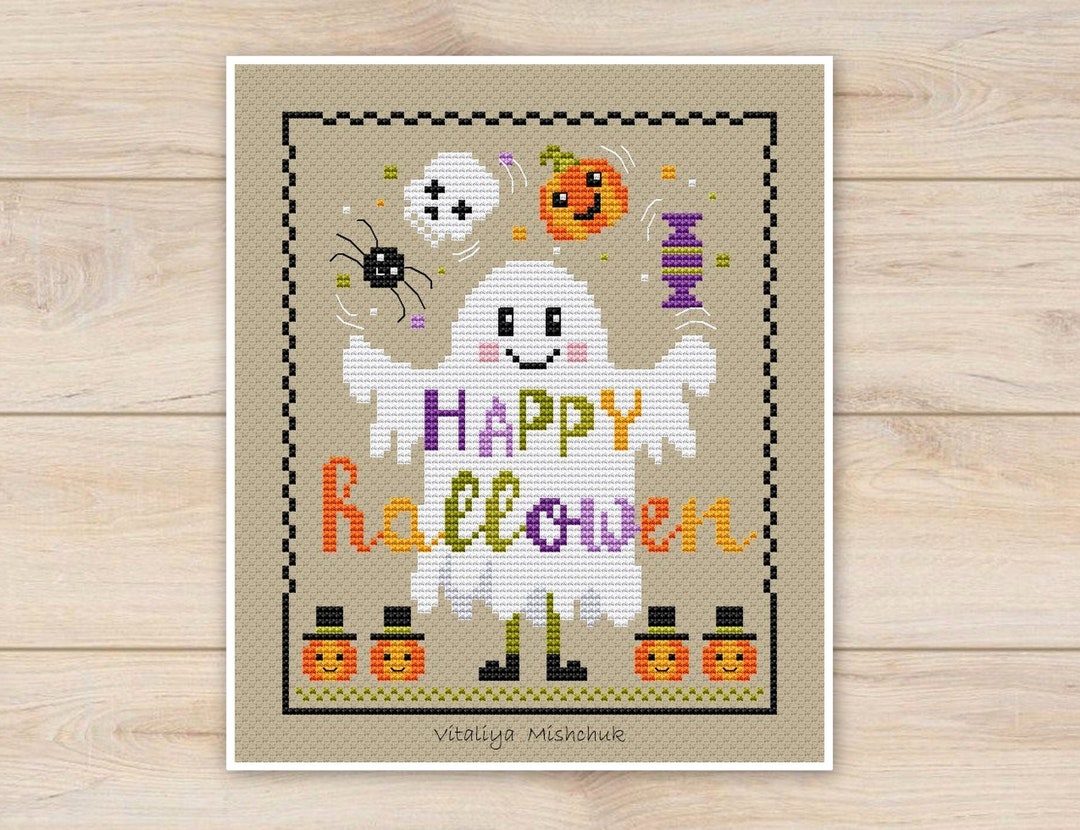 Halloween Ghost Cross Stitch Pattern PDF Trick or Treat Easy - Etsy