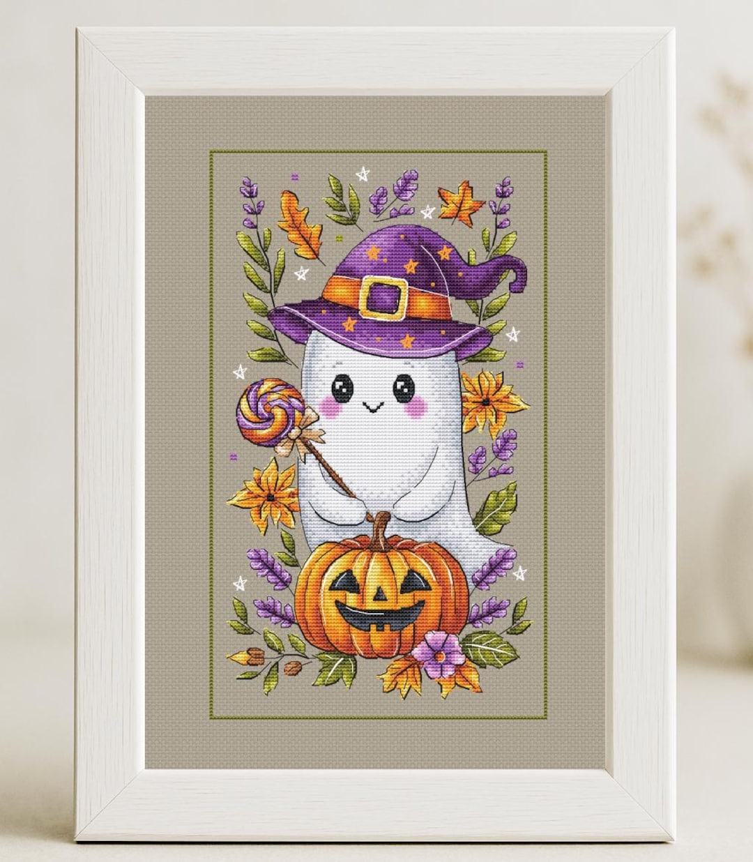Halloween Ghost Cross Stitch Pattern Pumpkins Autumn Happy Halloween ...