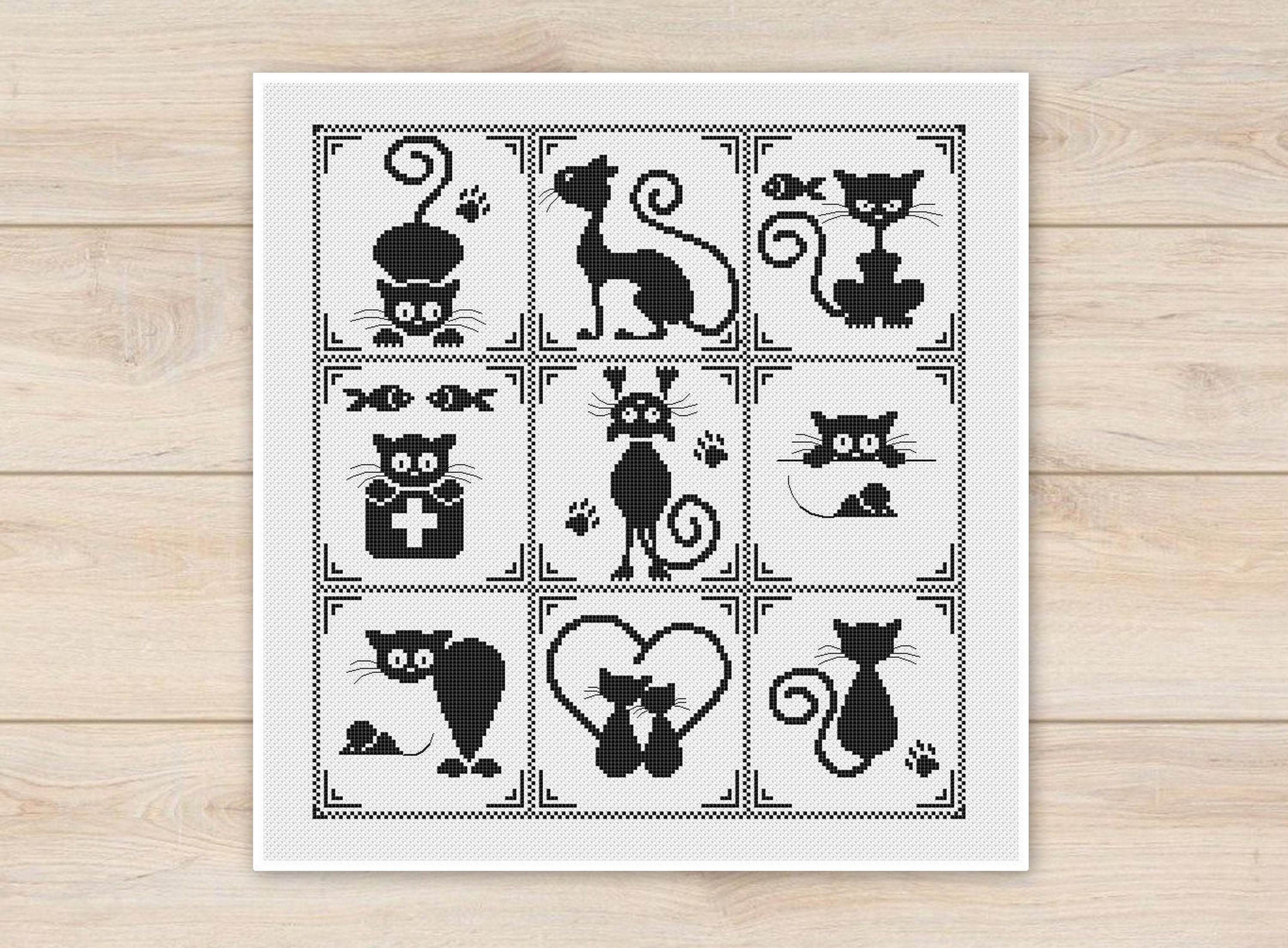 Silhouette Cat Cross Stitch Pattern PDF Black Cat Easy Modern - Etsy