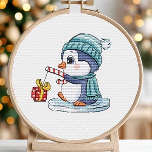 Set di Natale con motivo a punto croce, motivo a pinguino, animali, PDF, per bambini, piccole cartoline, decorazioni, grazioso piccolo ornamento invernale, punto croce, download immediato