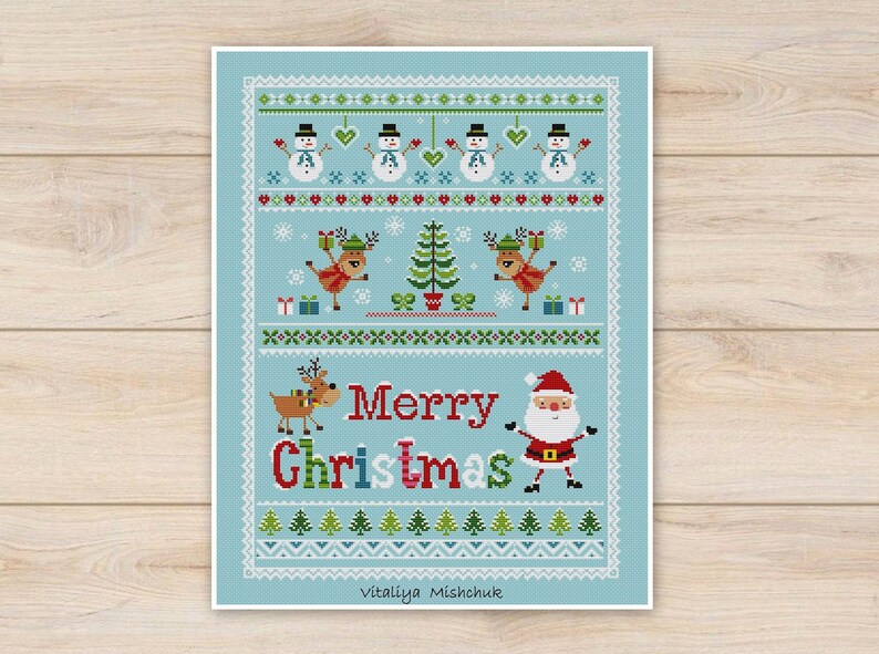 Christmas Sampler Cross Stitch Pattern Primitive Winter Ornament ...