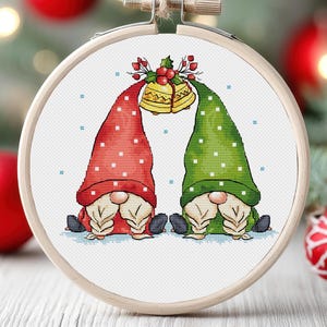 Christmas Gnomes Cross Stitch Pattern PDF X-mas Christmas Scene Cute X-stitch Chart Needlepoint Printable Instant Download