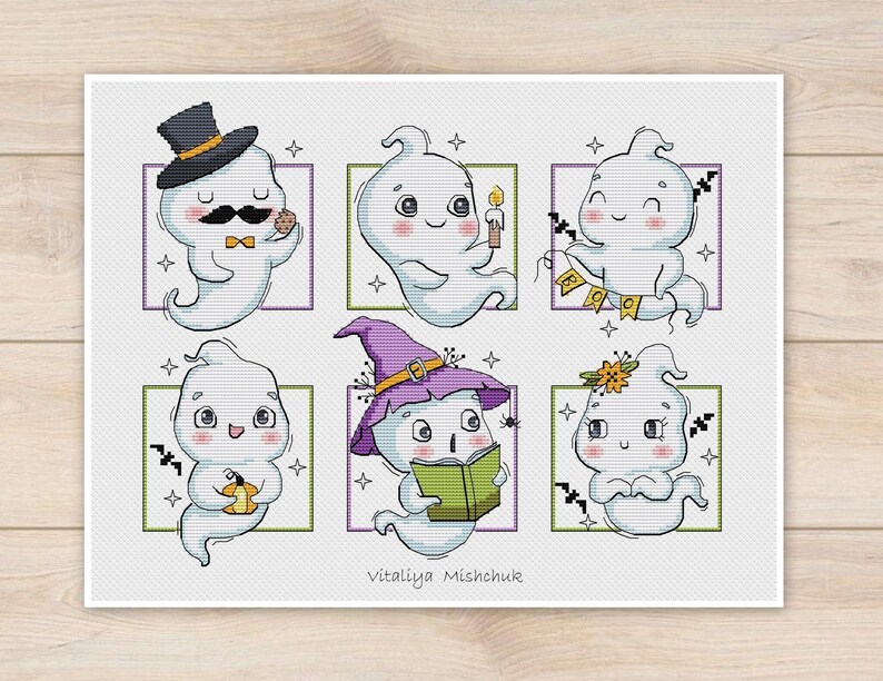 Halloween Set Cross Stitch Pattern PDF Ghost Spooky Happy Halloween ...
