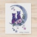 Cross Stitch Cat Cross Stitch Pattern Galaxy Animals Moom and Stars Colorful Art DIY X-stitch Needlepoint Embroidery PDF Instant Download 