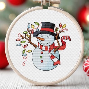 Christmas Snowman Cross Stitch Pattern Set Ornaments Decoration Garland Cute Funny Winter Holiday Scene Printable PDF Instant Download Decor